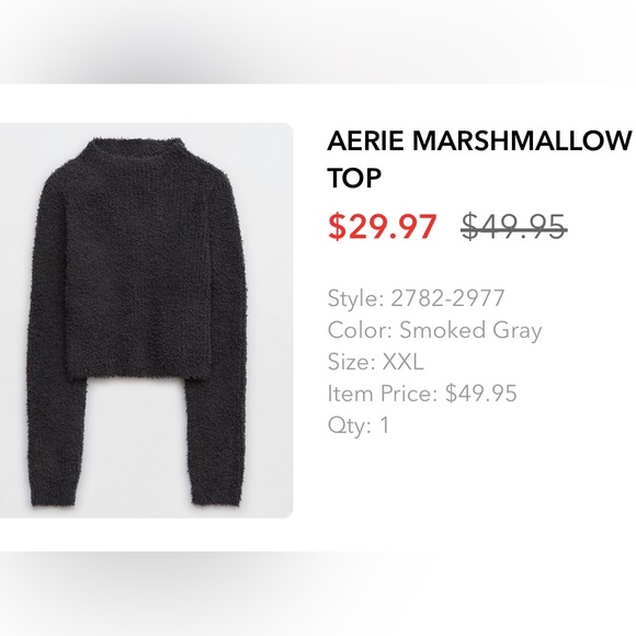 Black mock neck buttery soft crop sweater XXL aerie brand - Picture 2 of 2